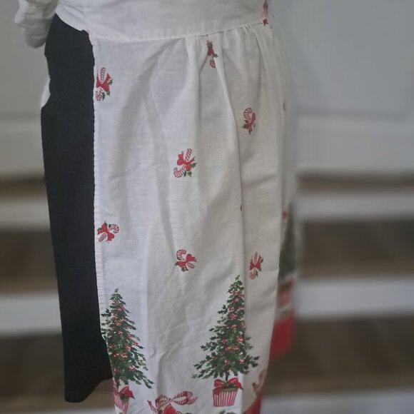 Vintage Hostess Christmas 1950s Apron Christmas trees candy canes and bows MCM - Picture 6 of 6